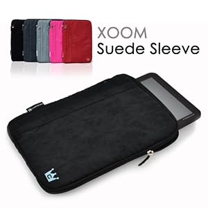 CaseCrown Faux Suede Zip Sleeve Case (Black) for Motorola XOOM WiFi / 3G Model