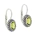 Sterling Silver .925 Genuine Peridot Stone Oval Twist Border Dangle LeverBack Lever Back Earrings