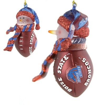 Boise State Striped Acrylic Snowman Football Ornament(Set of 4)
