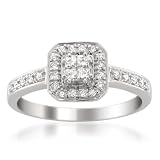 14k White Gold Princess-cut & Round Diamond Engagement Ring (1/3 cttw, H-I, I1-I2)