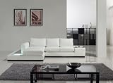 Modern White Compact Leather Sectional Sofa