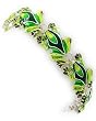 Silvertone Green Epoxy Frog Design Magnetic Closure Bracelet