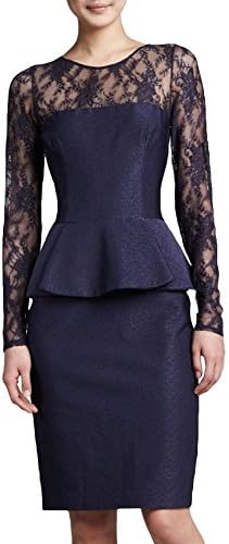 DN Womens Elegant Fit Lace Cut out Prom Dress Office Suits Pencil Dress Blue