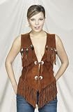 Ladies western vest with fringe and beads