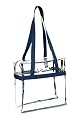 Clear 12 x 12 x 6 NFL Stadium Approved Tote Bag with 35" Handles Navy Trim