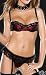 Sexy Black and Red Bra and Thong Panty with Black Lace Ruffles Medium image 2