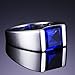 Jewelrypalace Men's 3.4ct Square Created Blue Sapphire 925 Sterling Silver Ring