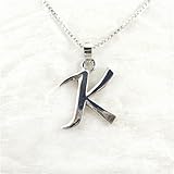 Sterling Silver Initial Charm Necklace, Letter K, 16