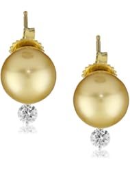 TARA Pearls "Dancing Diamond" Gold South Sea Stud 10X11mm 18 Karat Yellow Gold Stud Earrings