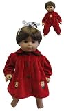 Red Velvet Dress with Appliqued Reindeer. Fits 15