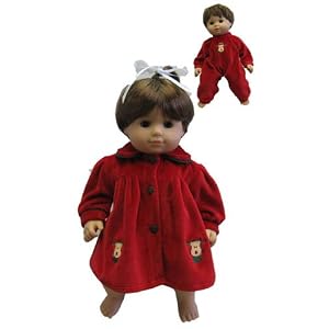 Red Velvet Dress with Appliqued Reindeer. Fits 15