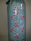 Comfi microbead squishy tube roll travel cushion (Pale blue Pink petals) Personal travel pillow