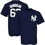 Majestic New York Yankees #62 Joba Chamberlain Navy Blue Youth Players T-shirt