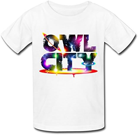 HUIMIN Kid's Cool Owl City Art Design T-shirts Size XL White