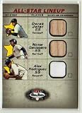 2002 Fleer Box Score Derek Jeter Alex Rodriguez and Nomar Garciaparra Triple Game Used Bat Jersey Baseball Card