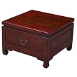 Handmade Oriental Furniture - 23" Antique Style Red Leather Accent Table - Traditional Heirloom