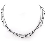 Vintage Jet Black Tone & Swarovski Crystal Necklace
