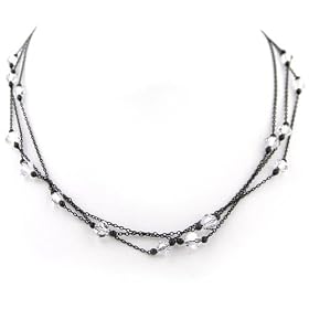 Vintage Jet Black Tone & Swarovski Crystal Necklace