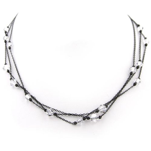 Vintage Jet Black Tone  Swarovski Crystal Necklace