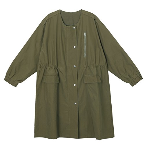 (イリリリー) ililily レディース　ボタンジッパー カジュアルロングコート クラシック アジャスタブルジャケット