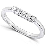 1/6 Carat TW Curved Round Diamond Wedding Band in 14k White Gold