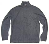 Polo Ralph Lauren Mens Long-sleeved Quarter-zip Sweatshirt in Grey, Green Pony