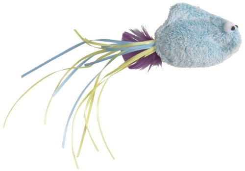 West Paw Design Rainbow Catnip-Filled Fish Cat Toy with Bell, Blue