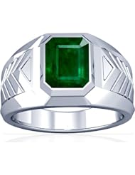 14K White Gold Emerald Cut Emerald Solitaire Ring