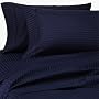 Stripes NAVY 600 Thread Count Full (double bed) size Sheet Set 100 % Egyptian Cotton 4pc Bed Sheet set (Deep Pocket) By sheetsnthings