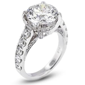 8.71 Carat Exc-Cut Round I-VS2 EGL Certified Diamond 18k Gold Engagement Ring with Milgrains 7.54gr