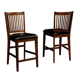 Set 2 Mission Dark Oak Counter Stool Bar Stools by Wild Orchid