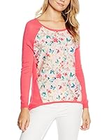 Yumi Camiseta Manga Larga Oriental Bird Print Jumper (Rosa)