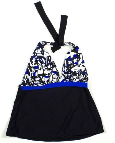 Women's Slimshaper 2-Piece Swimsuit (Black w/Blue&White Print) (Size 8)