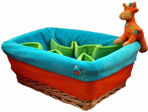 Tuc Tuc Nursery Basket with Liner. Natural Wicker Basket for baby's room. Circus Collection.
