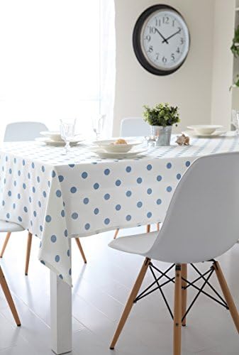 Wolala Home Beautiful Mediterranean Polka Dot Cotton Rectangle Tablecloths ,1 Piece (White, 4'3x4'3)