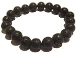 Lava Bracelet 07 Stretch 10mm Black Gemstone Volcanic Crater Round Rock