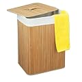 Bambus W�schekorb W�schebox faltbar mit Deckel und Textileinsatz