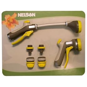 Nelson Six-Piece Flower Watering Combo Set with Long-Neck Nozzle, Multi-Pattern Nozzle and Male... by Nelson