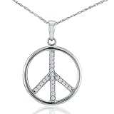 Lovely Diamond Peace Sign Pendant in White Gold