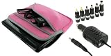 Acer Aspire One AOD250-1165 10.1-Inch Netbook Neoprene Sleeve Slip Case and 12v Car Charger (Invisible Zipper Tri-Pocket - Pink)