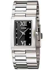 Casio Womens LTP1316D-1A Silver Stainless-Steel Quartz Watch with Black Dial