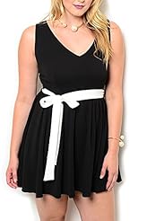 Plus Size Babydoll Flowy Polyester/Spandex  Dress With a Sash 