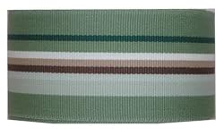 Grosgrain Ribbon 1.5 Inch 20 Yards Westbrook Stripe - Green Brown Cream