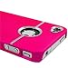 Hot Pink Deluxe W/chrome Rubberized Snap-on Hard Back Cover Case for AT&T Apple Iphone 4 4g
