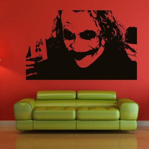Joker Heath Ledger Wall Decal Art Iconic Wall Stickers available in 5 Sizes and 25 Colours Small Black