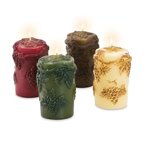 Candles Grapevine Sculpted Pillar - Set of 4 by