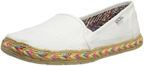 BOBS from Skechers Women's Flexpadrille Rainbow Light Flat, Off White, 10 M US