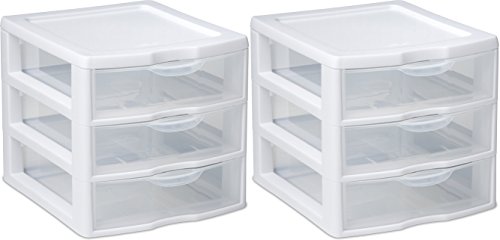 Organizer mini 3 drawer wht sm (pack of 2)