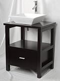 Contemporary modern console vanity cabinet set with base, cabinet, counter top, ceramic vessel sink, faucet, pop-up drain CBV9008
