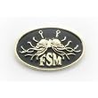 Oval Flying Spaghetti Monster Lapel Pin - gold and black finish
